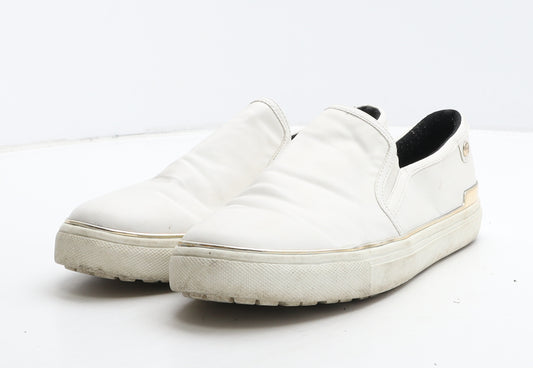 River Island Womens White Leather Loafer Casual UK 7