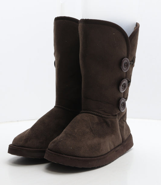 Preworn# Womens Brown Suede Shearling Style Boot UK 5