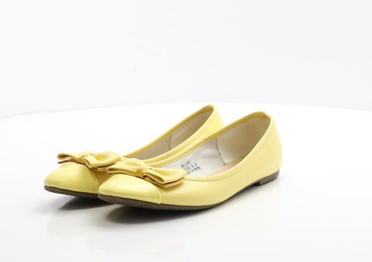 Heavenly Soles Womens Yellow Leather Ballet Flat UK 6 39