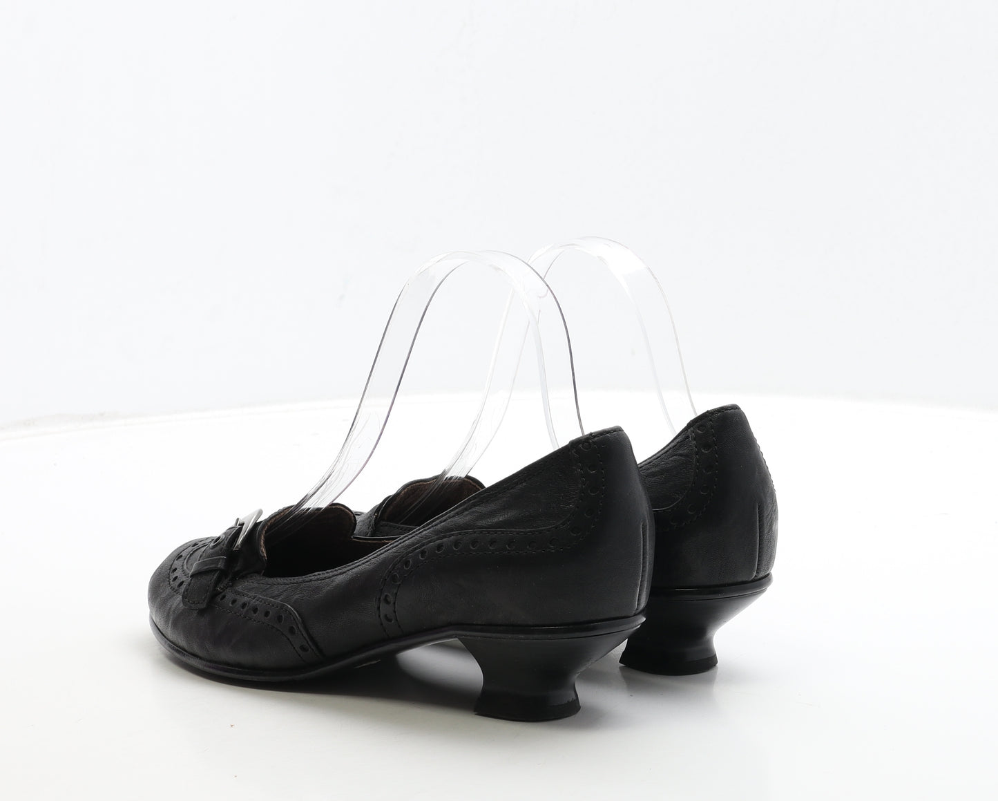 Gabor Womens Black Leather Court Heel UK 4.5 - Brogue Style