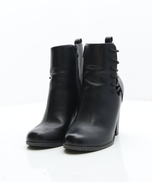 Preworn Womens Black Leather Bootie Boot UK 5 38