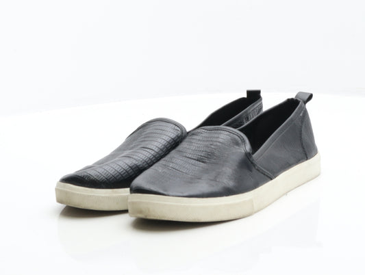 H&M Womens Black Geometric Leather Loafer Flat UK 6 39