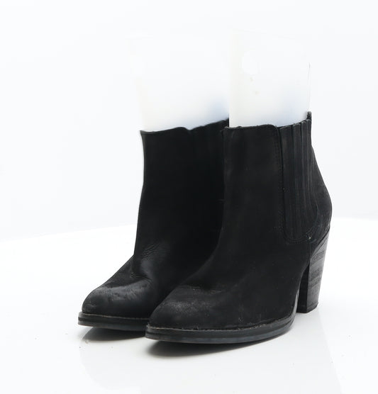 Topshop Womens Black Leather Bootie Boot UK 3 36