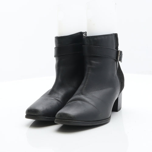 Preworn Womens Black Leather Bootie Boot UK 3