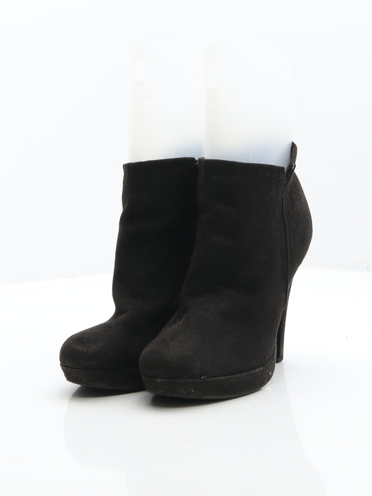 Preworn Womens Black Leather Bootie Boot UK 3 36