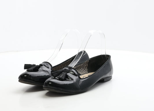 George Womens Black PVC Loafer Flat UK 4 37