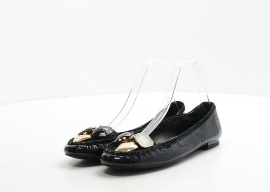 Marks and Spencer Womens Black Patent Leather Flat UK 5