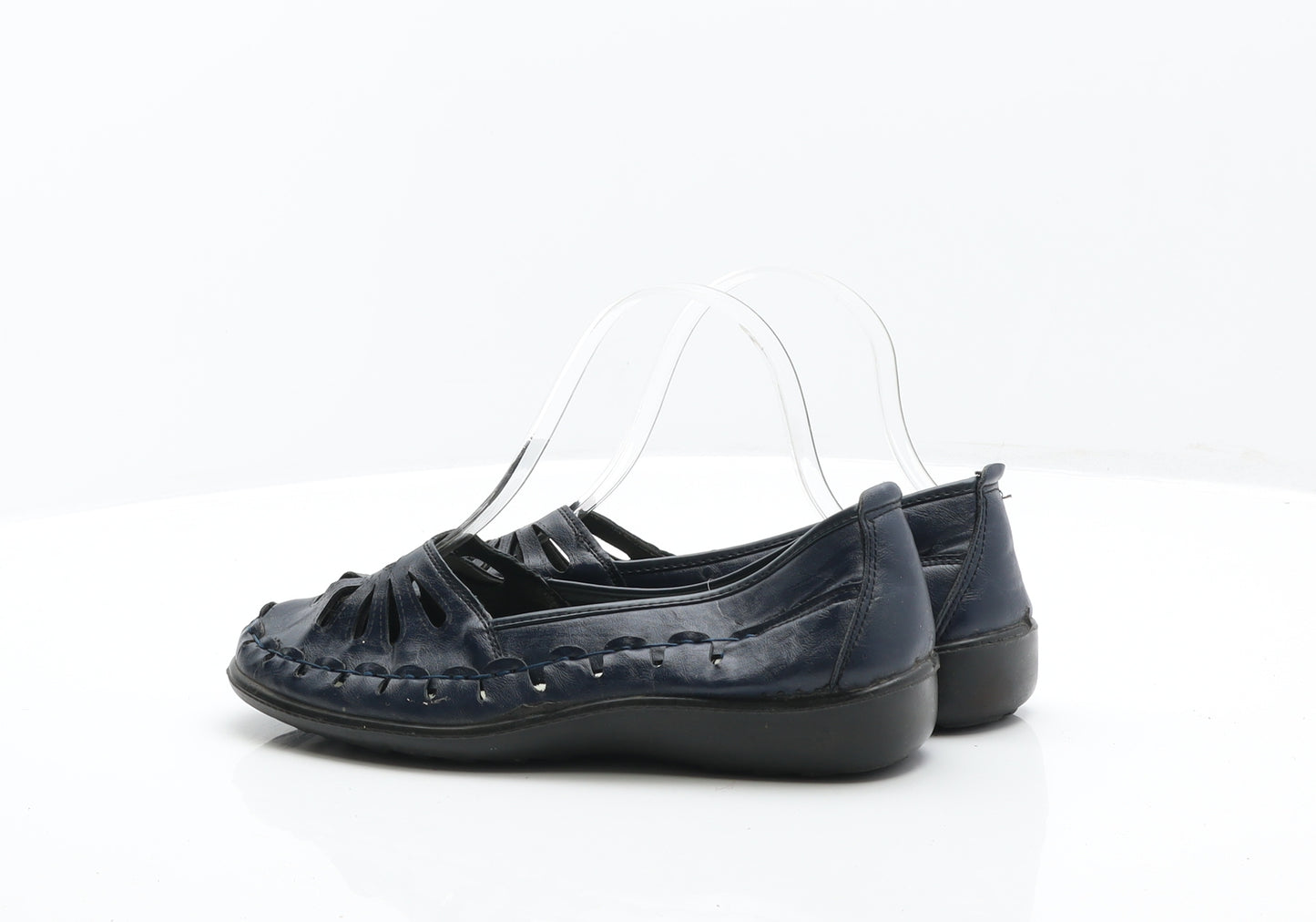 Preworn Womens Blue Leather Loafer Flat UK 5