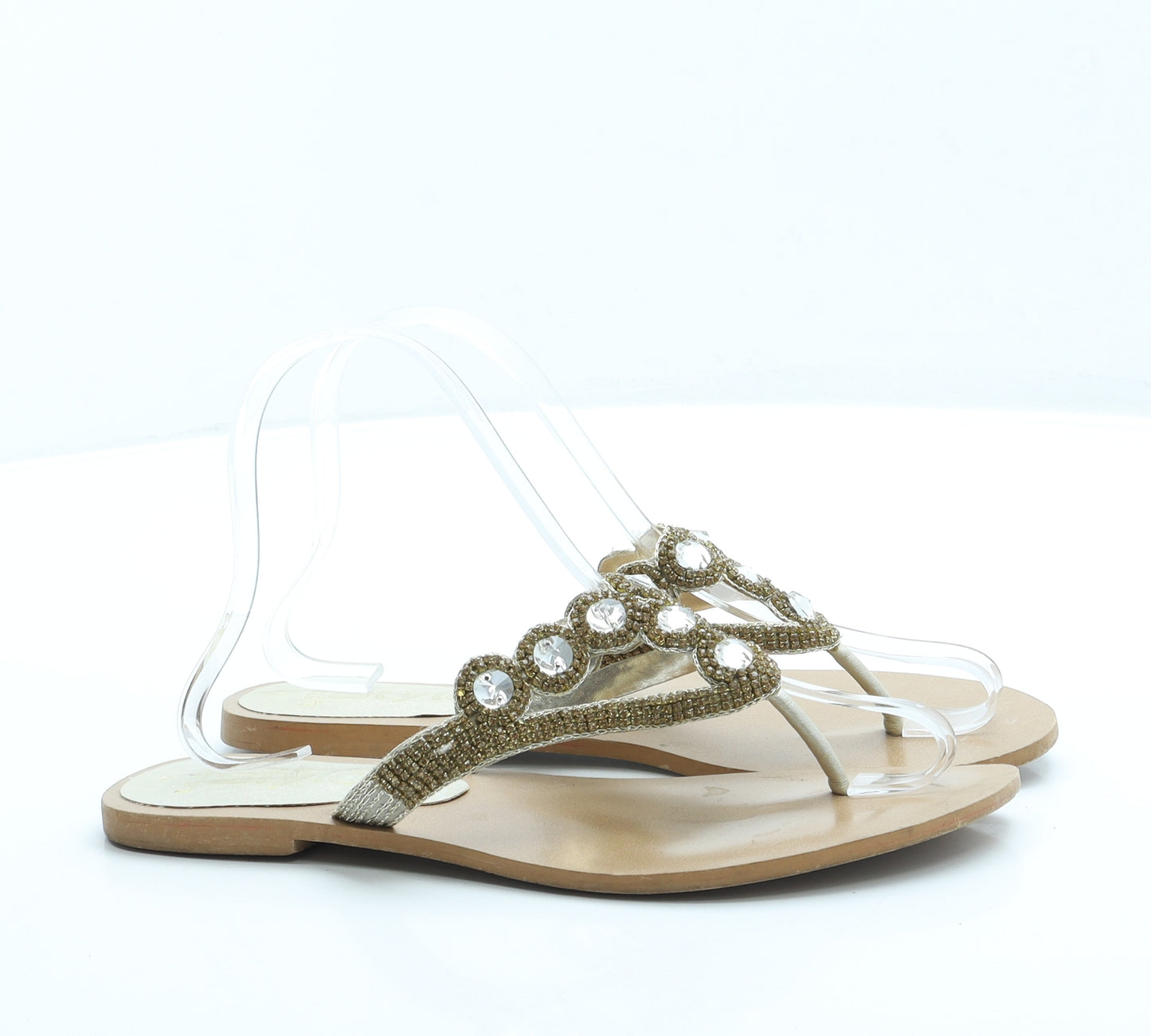 Stylo Womens Gold Polyester Thong Sandal UK 6 US 8