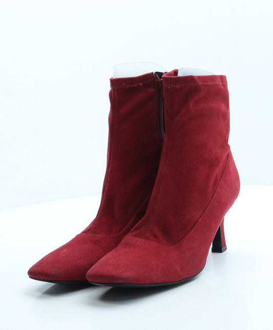 NEXT Womens Red Suede Bootie Boot UK 6.5 40