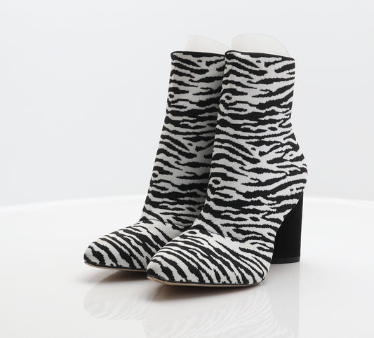 Miss Selfridge Womens Multicoloured Animal Print Polyester Sock Boot UK 6 - Zebra Print