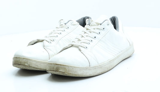 Peacocks Mens White Leather Trainer Casual UK 11 45