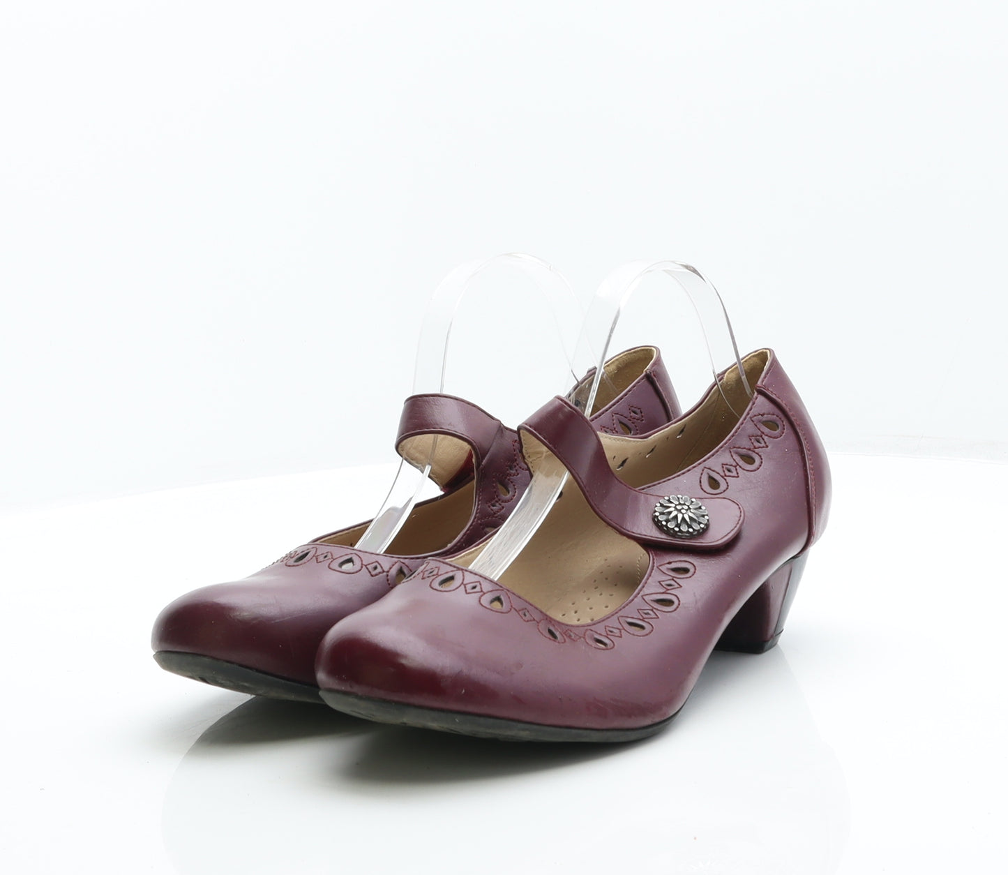 Caravelle Womens Purple Leather Court Heel UK 9 - Extra Wide Fit