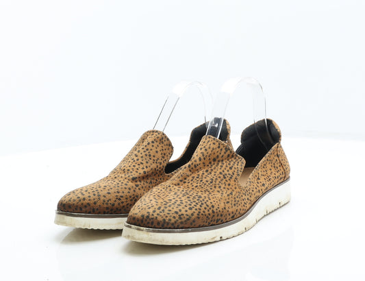 TU Womens Brown Animal Print Synthetic Loafer Flat UK 7 - Chetah Print