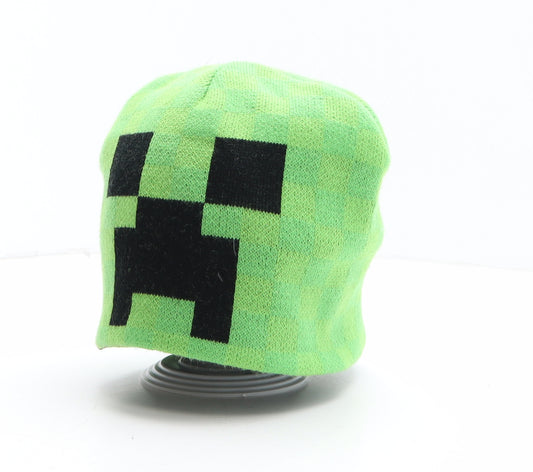Minecraft Boys Green Geometric Acrylic Beanie One Size