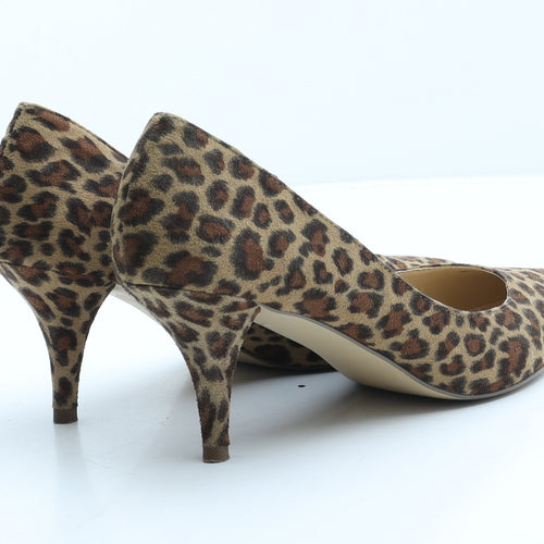 Marks and Spencer Womens Brown Animal Print Suede Court Heel UK 8 - Leopard print