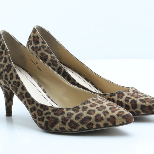 Marks and Spencer Womens Brown Animal Print Suede Court Heel UK 8 - Leopard print