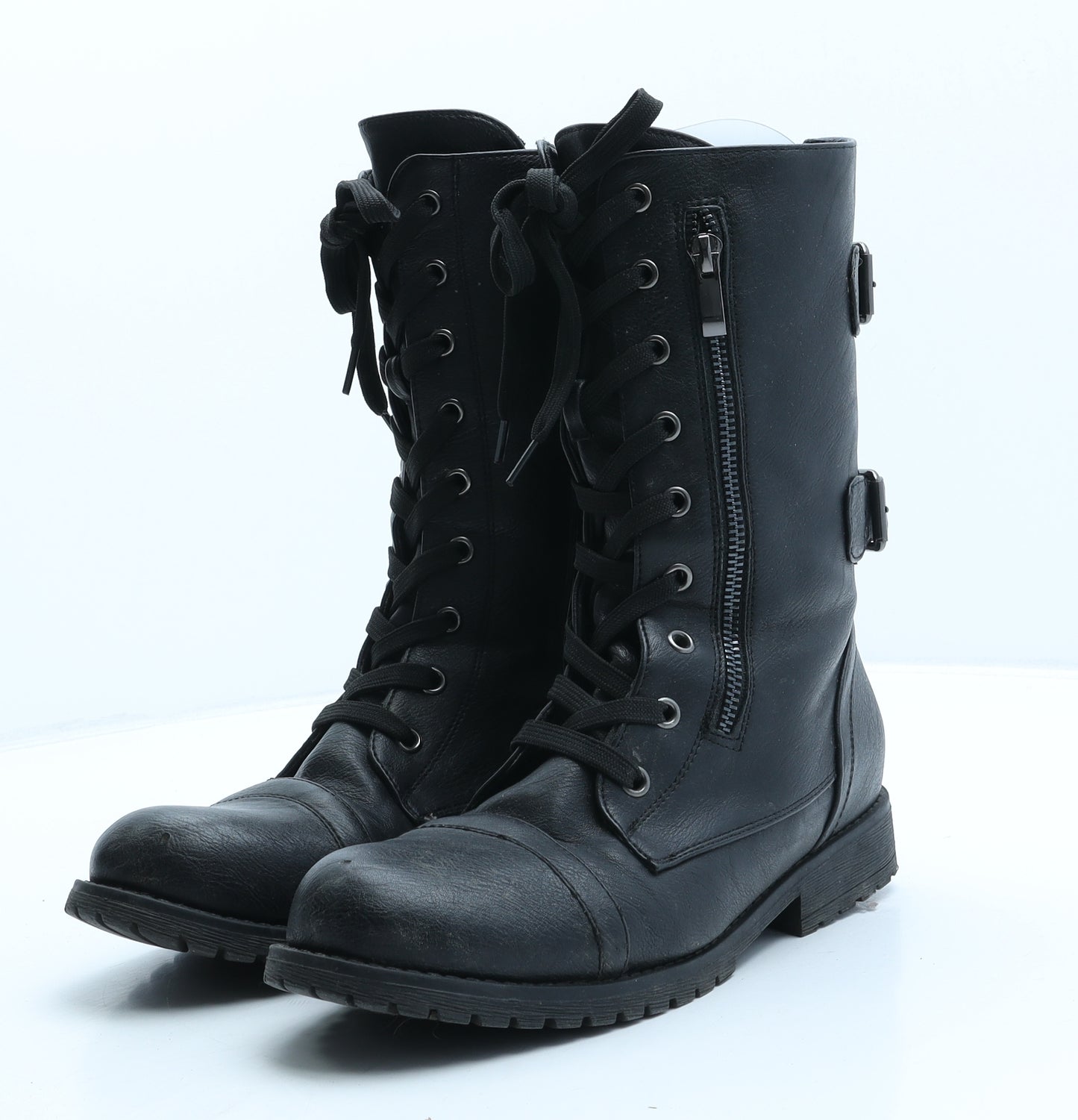 DreamPairs Womens Black Leather Combat Boot UK 7 40