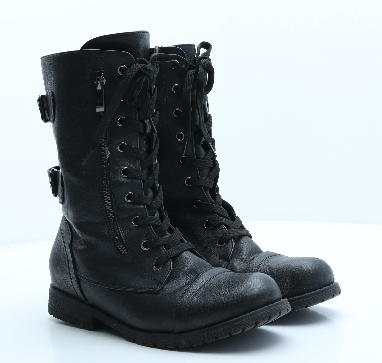 DreamPairs Womens Black Leather Combat Boot UK 7 40