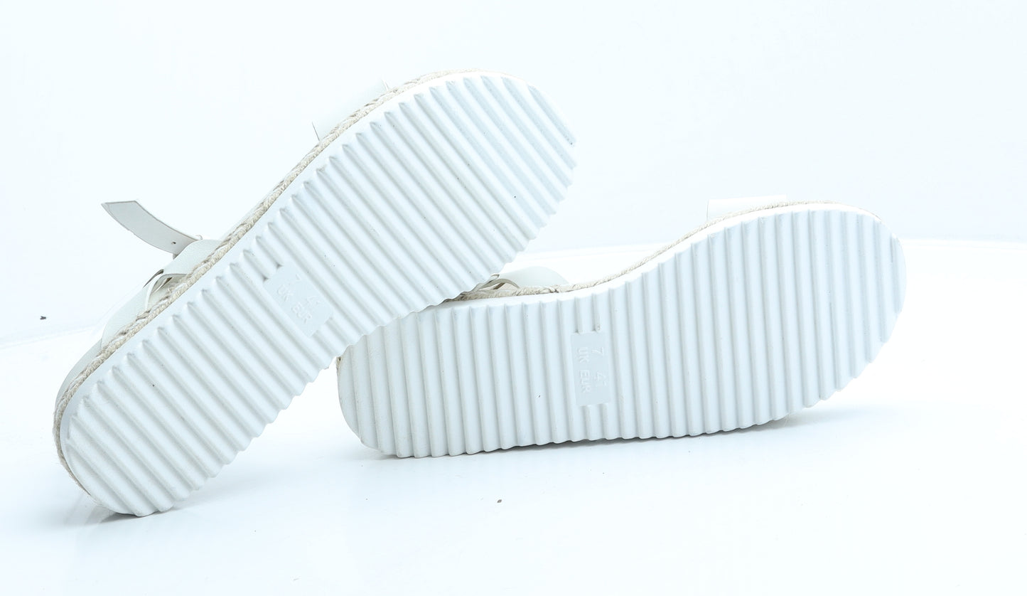 Papaya Womens White Leather Strappy Sandal UK 7 41
