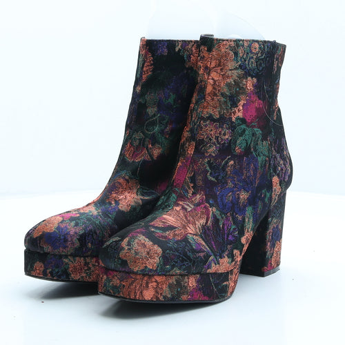 Primark Womens Multicoloured Floral Suede Platform Boot UK 6 39