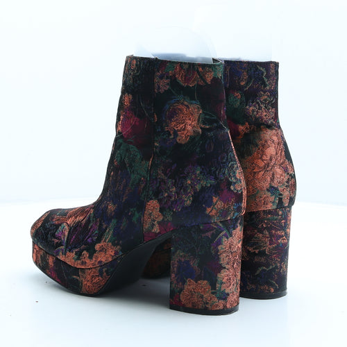 Primark Womens Multicoloured Floral Suede Platform Boot UK 6 39