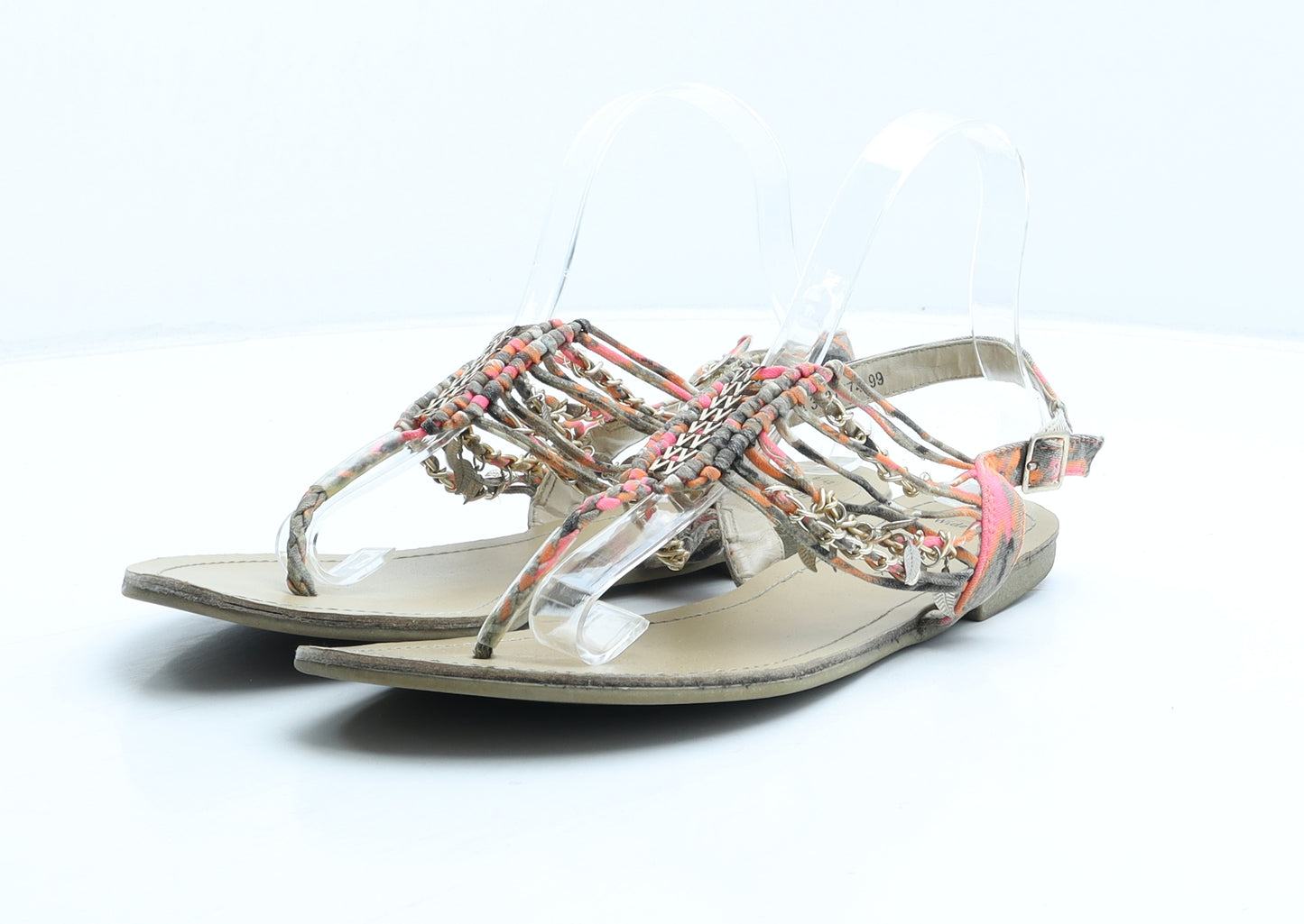 New Look Womens Multicoloured Colourblock Polyester Strappy Sandal UK 8 42