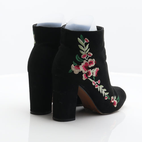 Atmosphere Womens Black Polyester Bootie Boot UK 6 39 - Floral detail