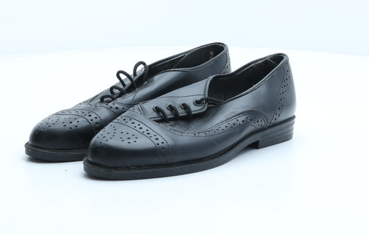 Quintet Womens Black Leather Oxford Casual UK 3 - Brogue Style