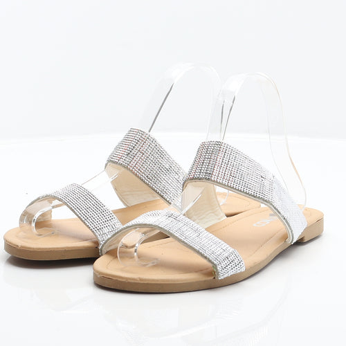 PEP&CO Womens Silver Synthetic Slider Sandal UK 5 38