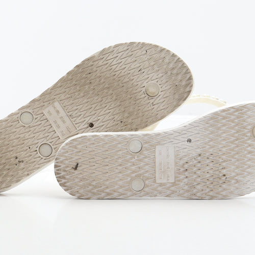 Preworn Womens White Synthetic Thong Sandal UK 5 38 - Pearl detail