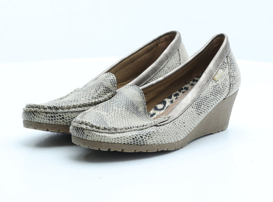 Vatineris Womens Beige Animal Print Leather Loafer Casual UK 4 37 - Snake Print