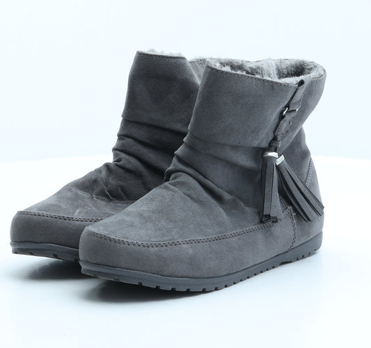 Primark Womens Grey Synthetic Shearling Style Boot UK 4