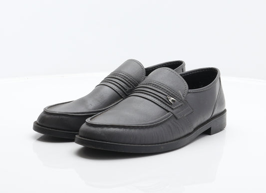 ShoeFayer Mens Grey Leather Loafer Casual UK 8