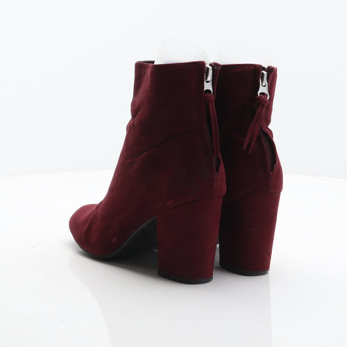 New Look Womens Red Polyester Bootie Boot UK 4 37