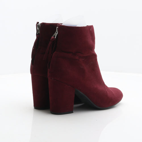 New Look Womens Red Polyester Bootie Boot UK 4 37