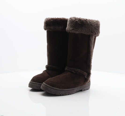 Fashion Womens Brown Polyester Shearling Style Boot UK 3.5 36