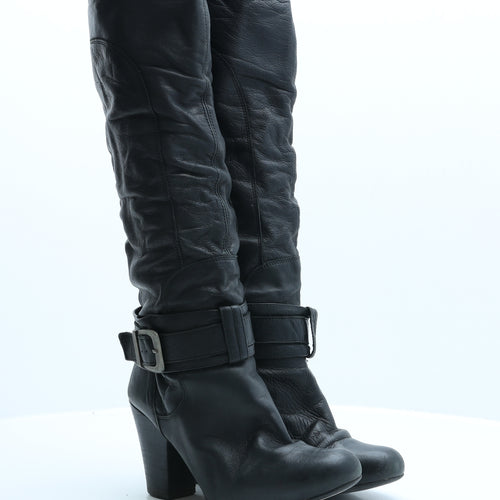 Preworn Womens Black Leather Slip On Boot UK 6 39
