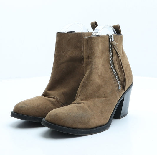 H&M Womens Brown Suede Bootie Boot UK 5 38