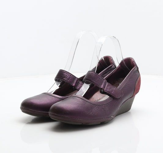 Clarks Womens Purple Leather Mary Jane Casual UK 5.5
