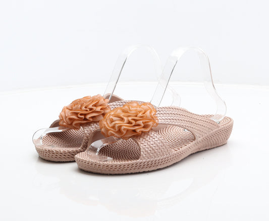 Sunshine Womens Pink Synthetic Slider Sandal UK 5 38 - Flower detail