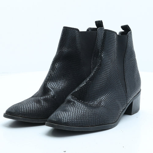New Look Womens Black Synthetic Chelsea Boot UK 4 37 - Snake Print