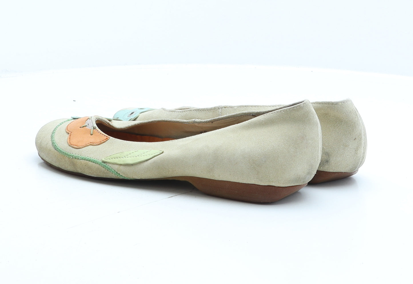 Veronella Womens Beige Floral Suede Ballet Flat UK 6 39