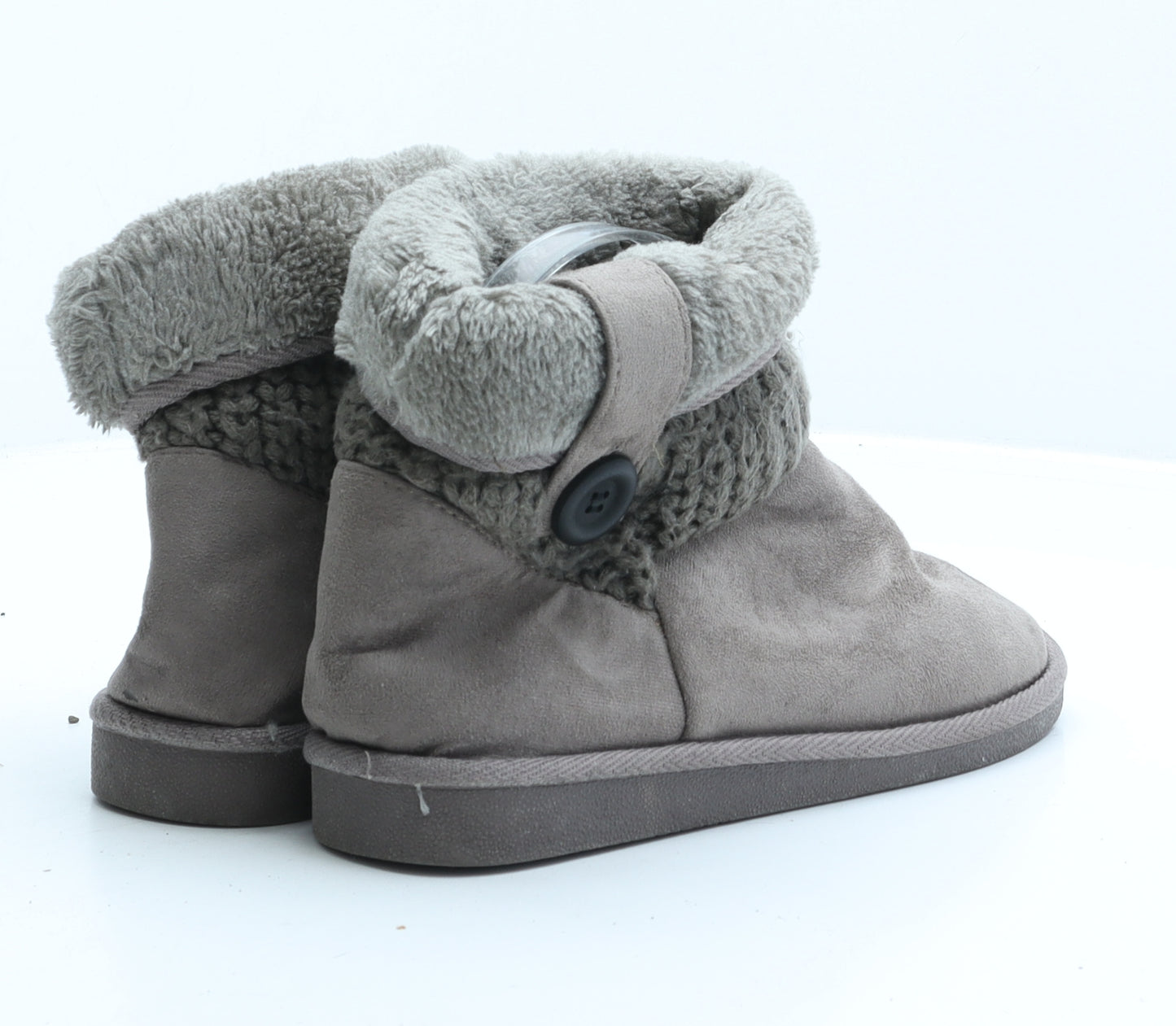 Preworn Womens Grey Synthetic Shearling Style Boot UK 3 36