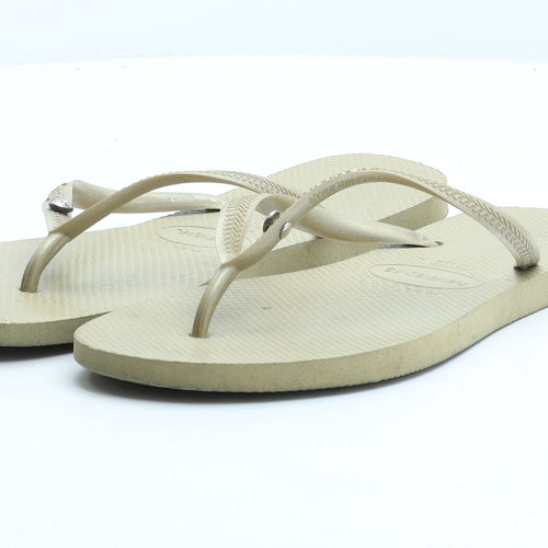 Havaianas Womens Gold Rubber Flip-Flop Sandal UK 6 39