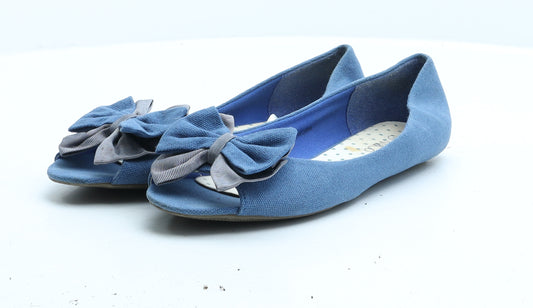 M&Co Womens Blue Fabric Ballet Flat UK 5