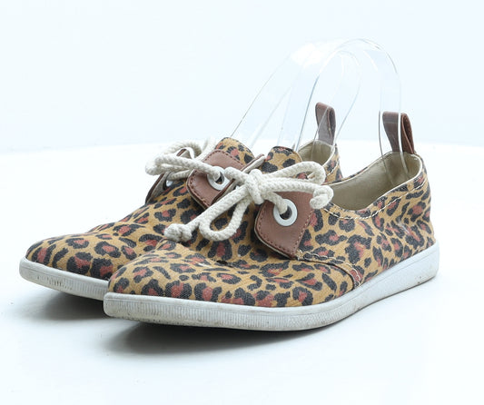 Armistice Womens Orange Animal Print Fabric Trainer UK 5 37 - Leopard print