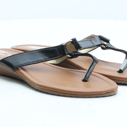 Thilina Shoe Womens Black Synthetic Thong Sandal UK 6