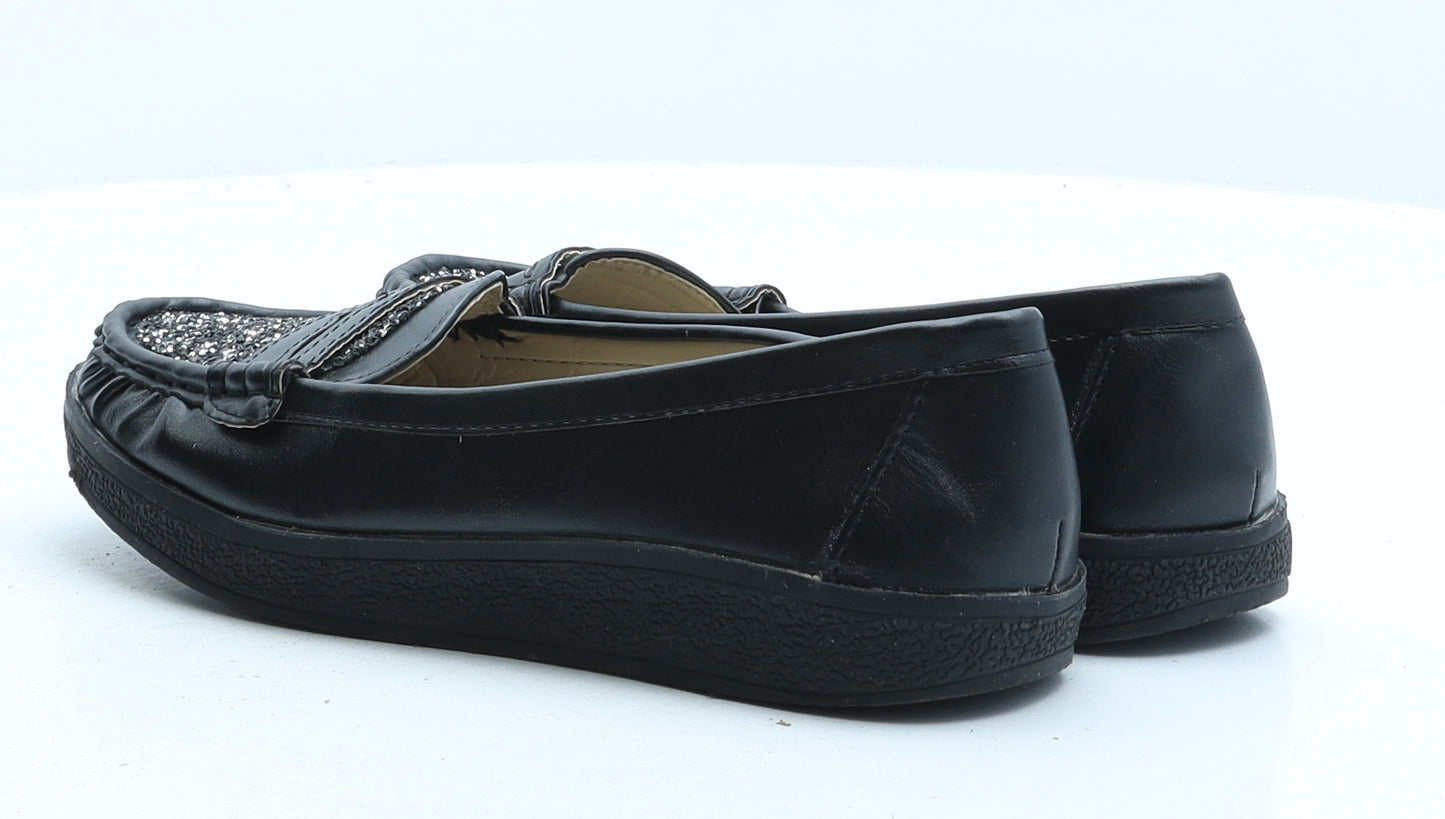 Preworn Womens Black Synthetic Loafer Casual UK 4 37