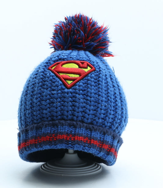 NEXT Boys Blue Acrylic Bobble Hat One Size - Superman